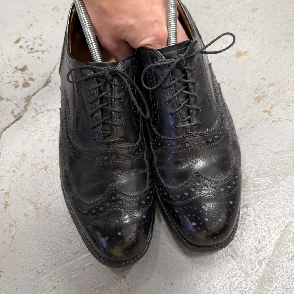Allen Edmonds McAllister Wingtip‎ Vibram Oxford Black Leather Dress Shoes 7.5 E